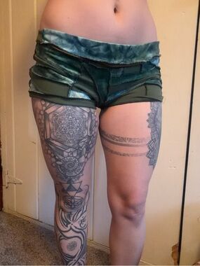 Green Velvet Layered Women’s Shorts